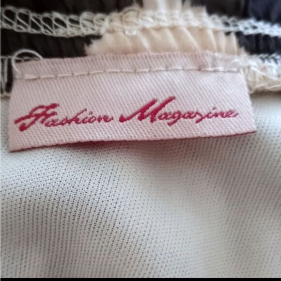 FASHION MAGAZINE BLACK & TAN STRIPE DRESS SZ.M EUC - Picture 6 of 6